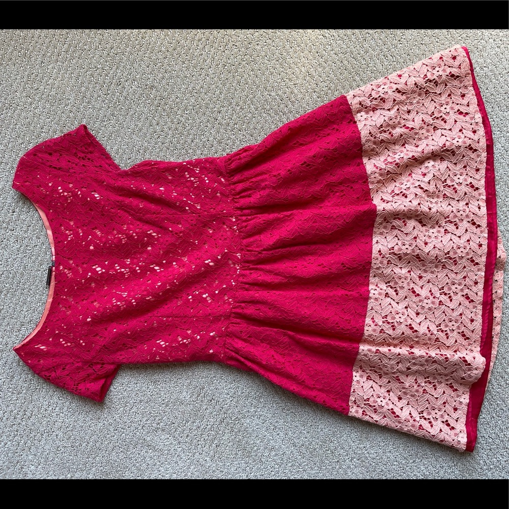 Kensie Lace Color Block A-Line Mini Dress